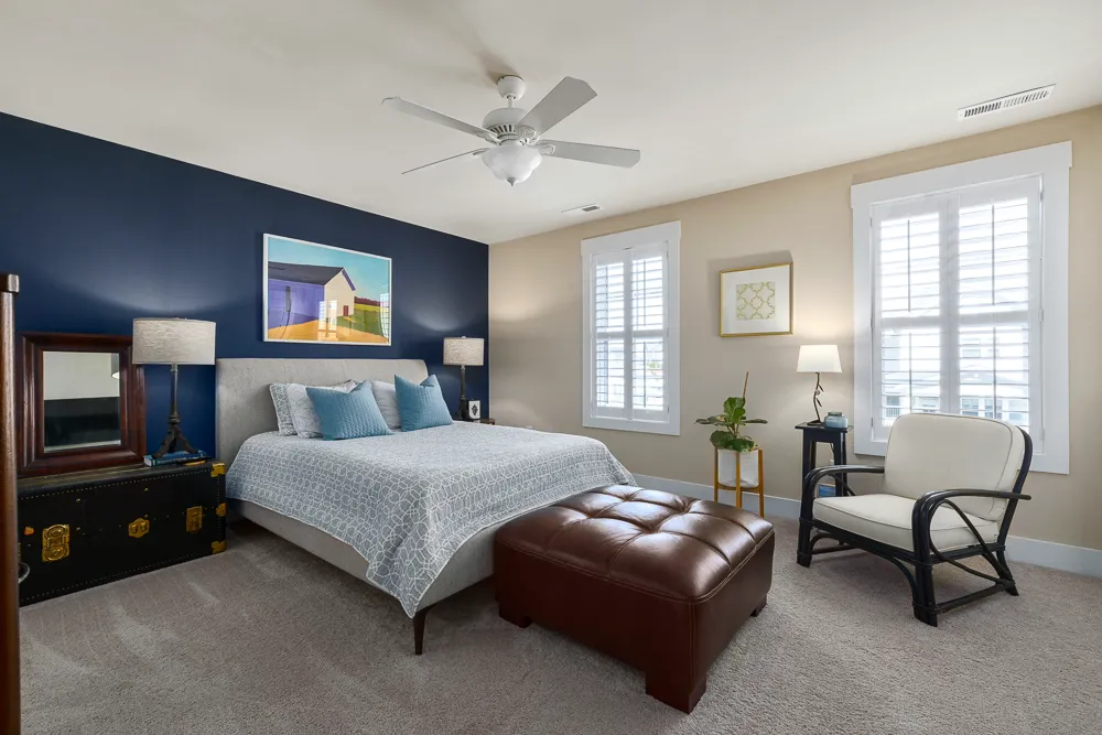 Freshly painted bedroom interior